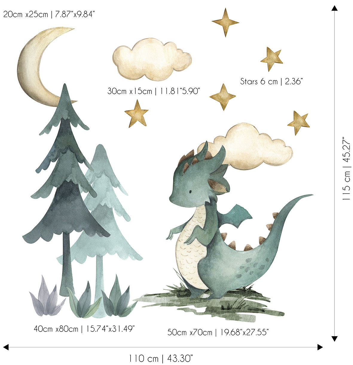 Dragon On The Ground Sticker Set