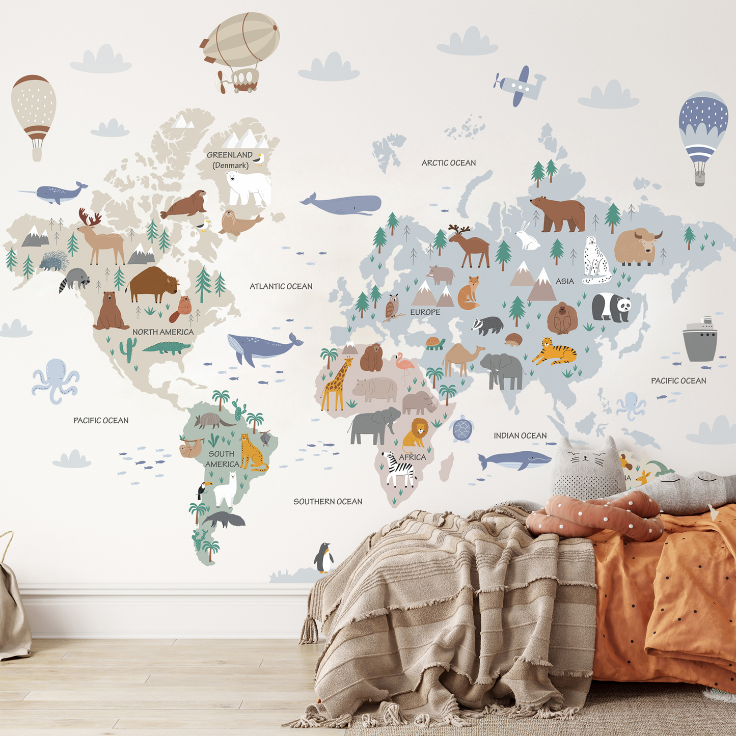 Balloon World Map Sticker Set