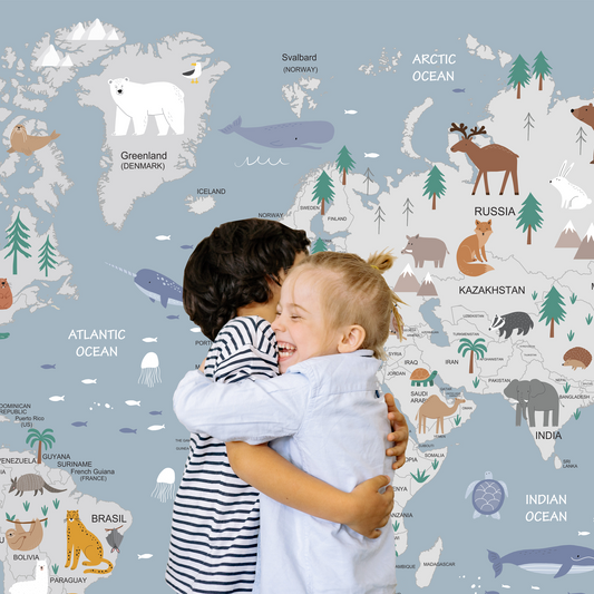 World Map Kids Room Wallpaper