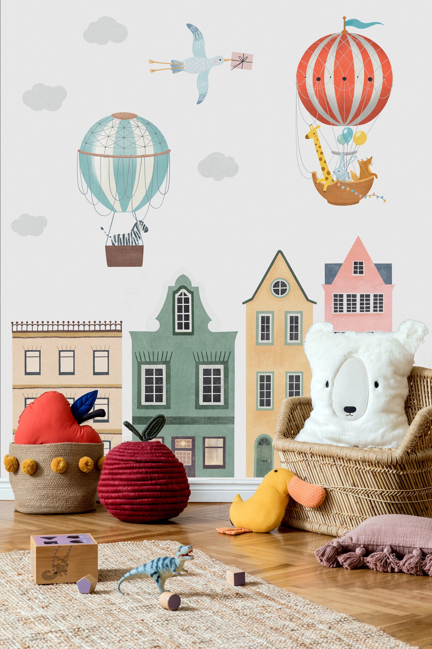 Houses and Flying Animals Sticker Set