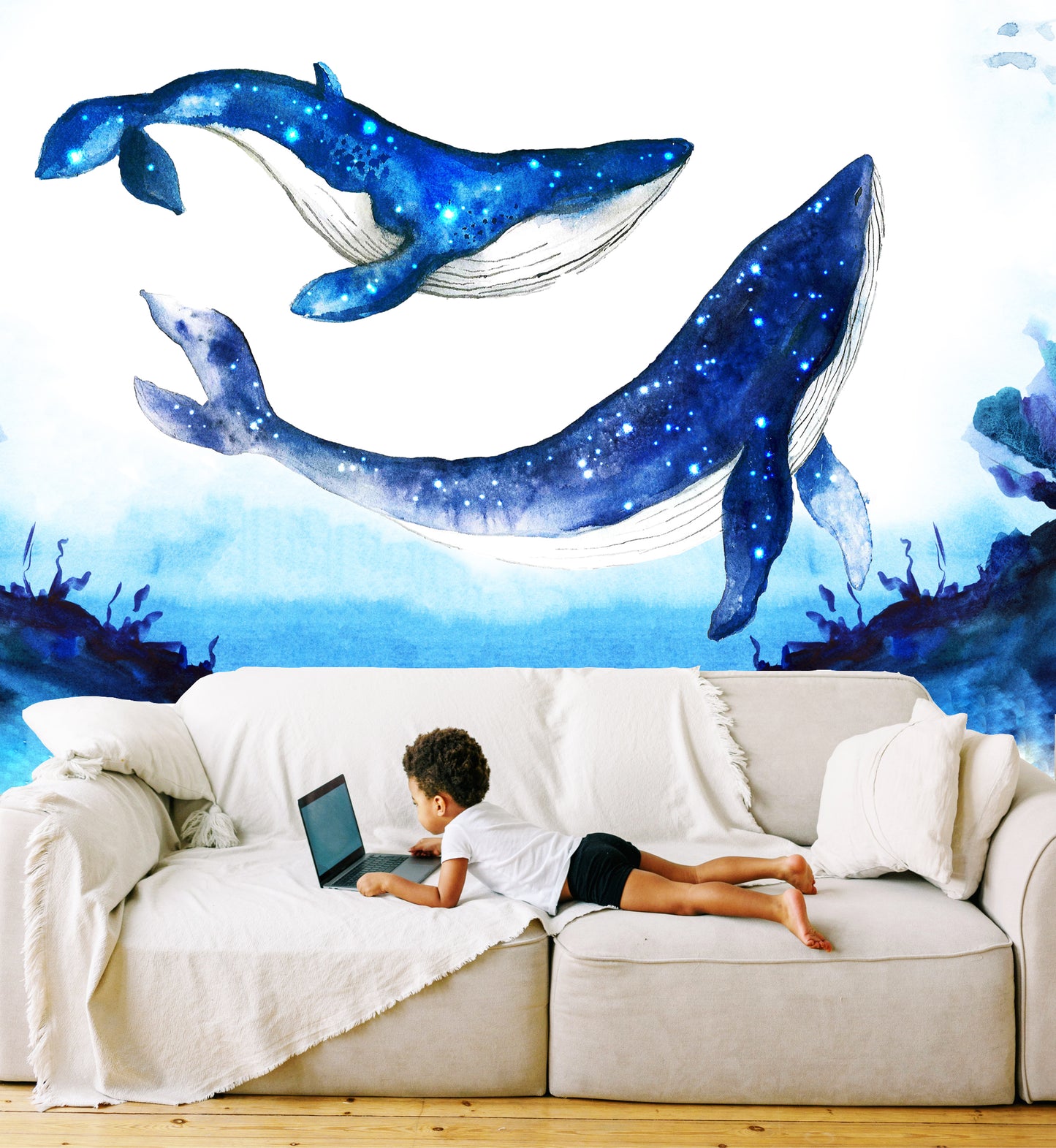 Balinalar Çocuk Odası Duvar Kağıdı